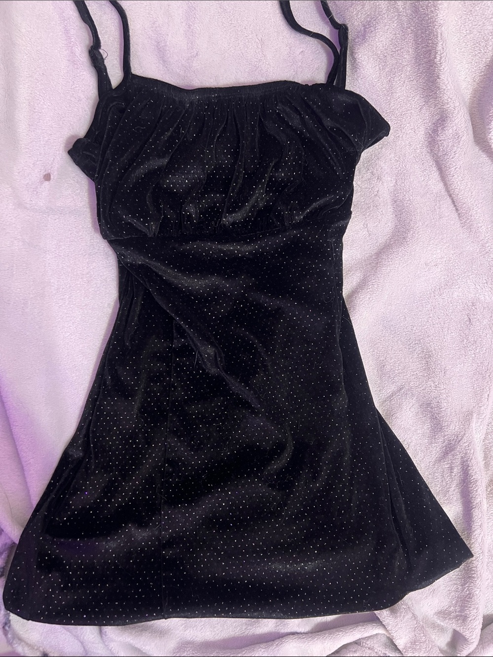 Streetwear Society Black Velvet Mini Dress with Sparkle